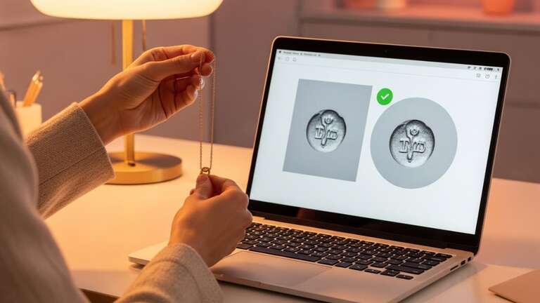 زنی در حال بررسی نتایج نتیجه انگ طلا از سایت