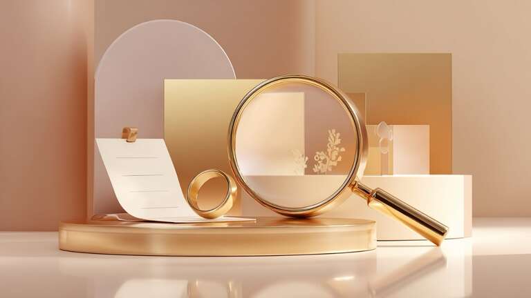 یک انگشتر طلا زیر ذره‌بین، هزینه‌های هندسی را نشان می‌دهد.