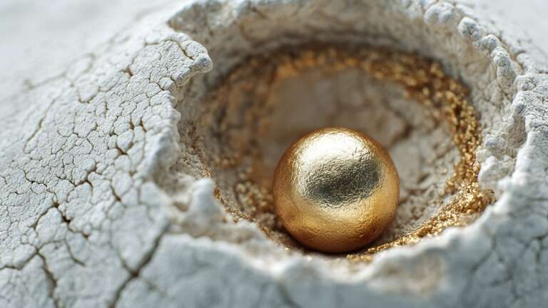یک مروارید طلایی در یک کوره ترک‌خورده، در یک اتاق پاستلی.