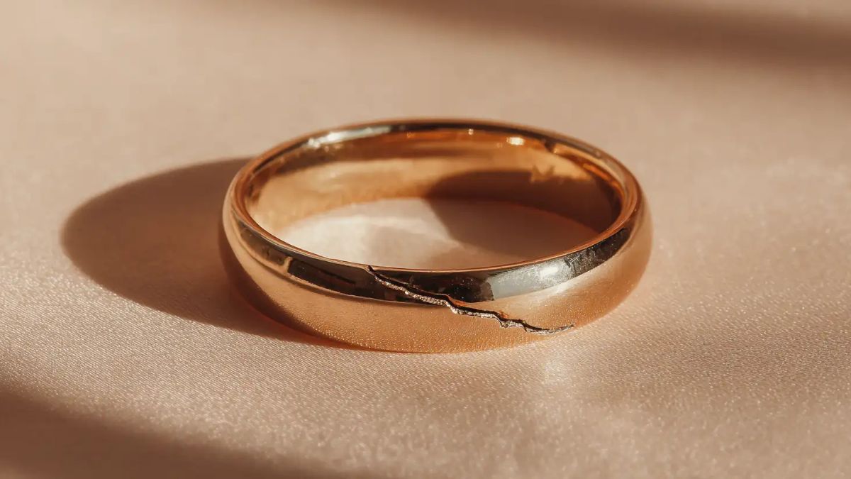 یک حلقه ظریف طلایی شکسته