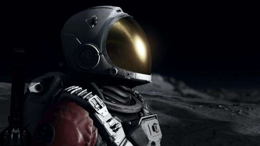 فضانورد با لباس فضانوردی روی کره دیگر پس زمینه مشکی