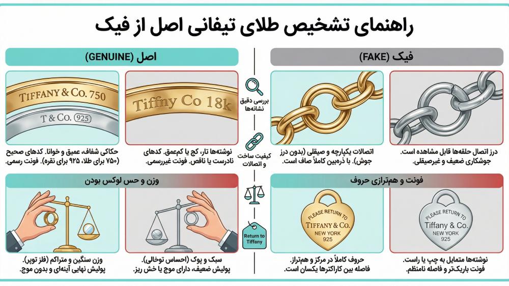 روش‌های تشخیص طلای تیفانی اصل از فیک