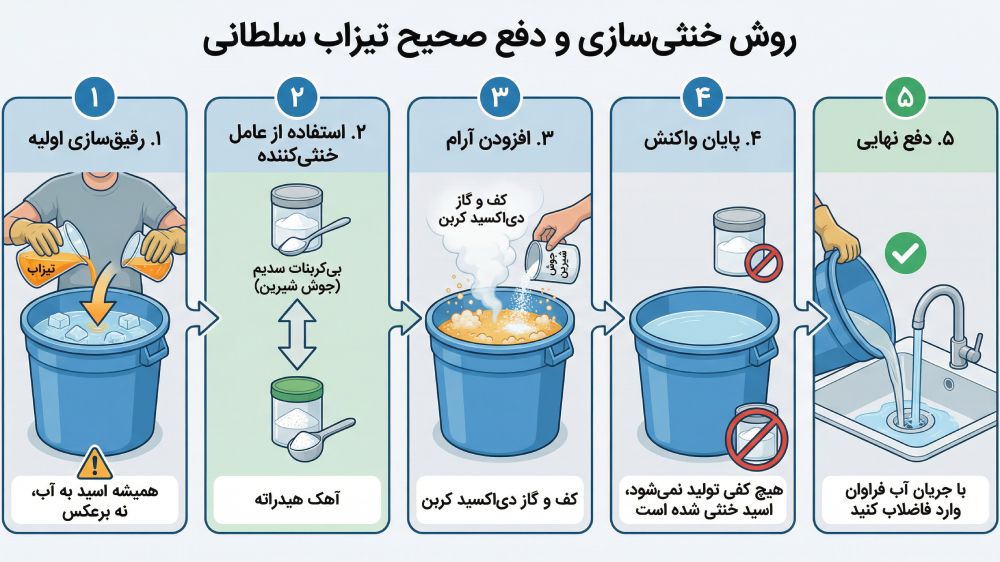 مراحل خنثی‌سازی تیزاب سلطانی