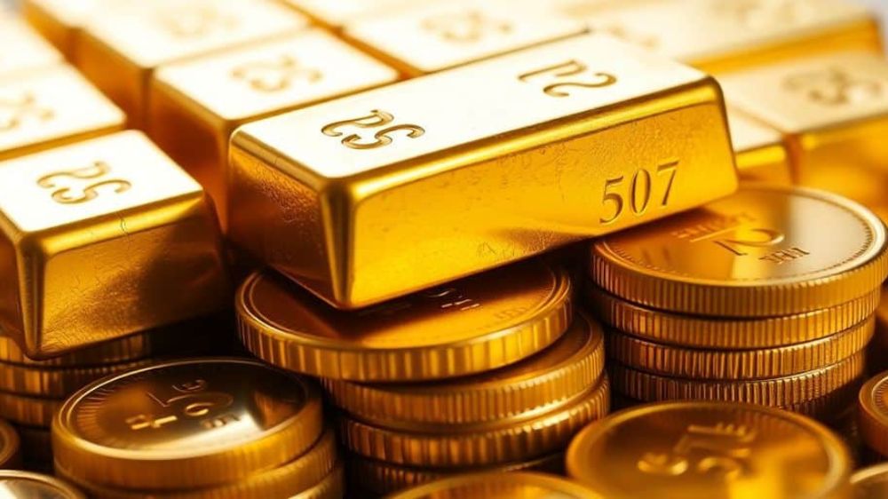 شمش‌های طلا روی سکه‌های طلا